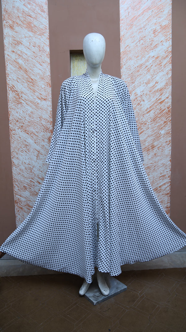 White Dotted Abaya for Grils - Sana Cloth House